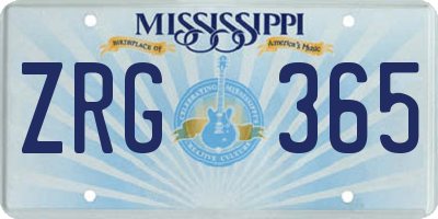 MS license plate ZRG365