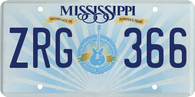 MS license plate ZRG366