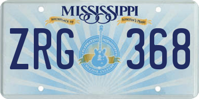 MS license plate ZRG368