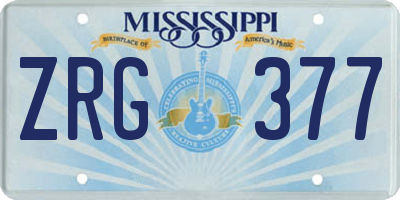 MS license plate ZRG377