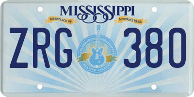 MS license plate ZRG380