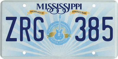 MS license plate ZRG385