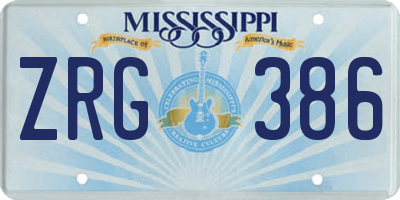 MS license plate ZRG386
