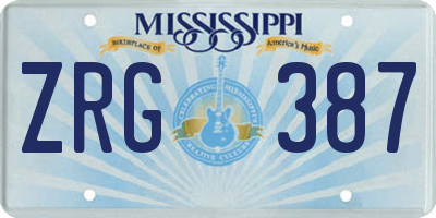 MS license plate ZRG387