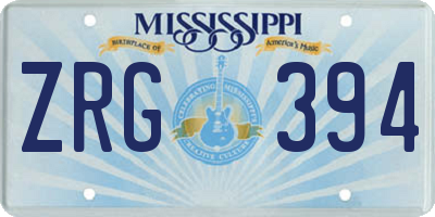 MS license plate ZRG394