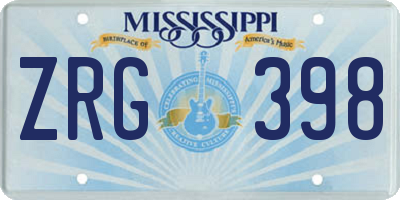 MS license plate ZRG398
