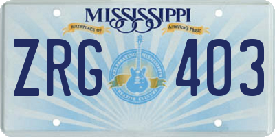 MS license plate ZRG403
