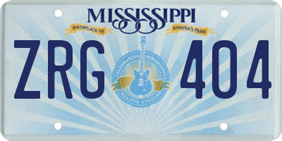 MS license plate ZRG404