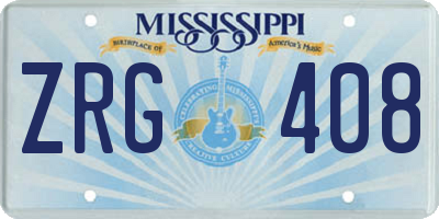 MS license plate ZRG408