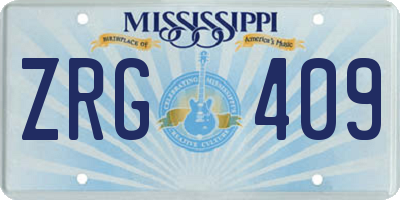MS license plate ZRG409