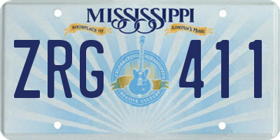 MS license plate ZRG411
