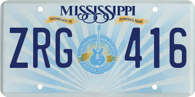 MS license plate ZRG416