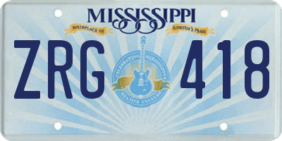 MS license plate ZRG418