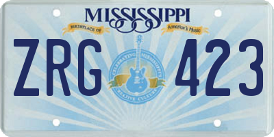 MS license plate ZRG423