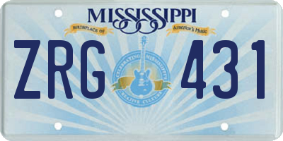 MS license plate ZRG431