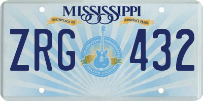 MS license plate ZRG432