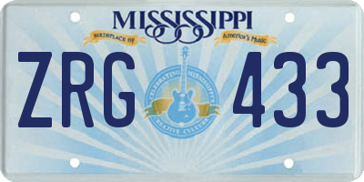 MS license plate ZRG433
