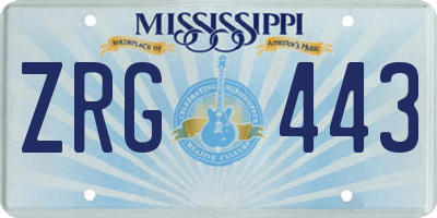 MS license plate ZRG443