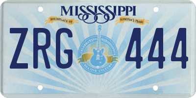 MS license plate ZRG444