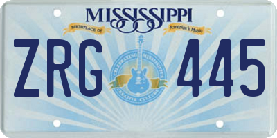 MS license plate ZRG445