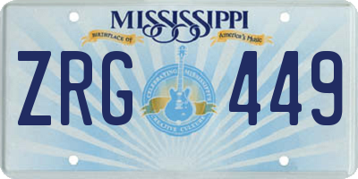 MS license plate ZRG449