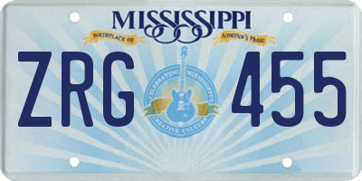 MS license plate ZRG455