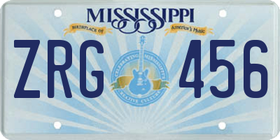 MS license plate ZRG456