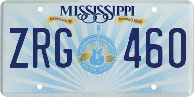 MS license plate ZRG460
