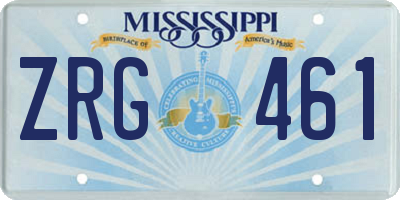 MS license plate ZRG461