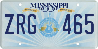 MS license plate ZRG465