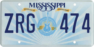 MS license plate ZRG474