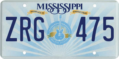 MS license plate ZRG475