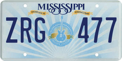 MS license plate ZRG477