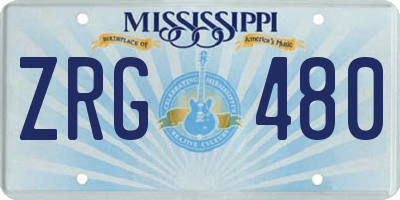MS license plate ZRG480