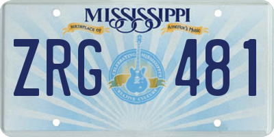 MS license plate ZRG481