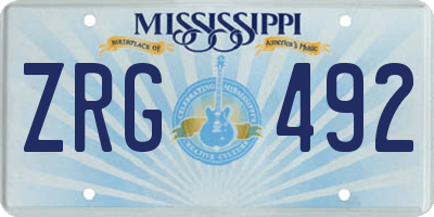MS license plate ZRG492