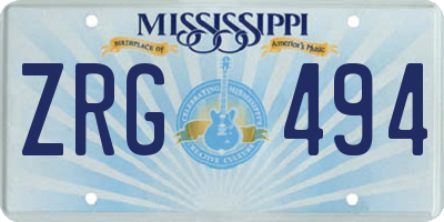 MS license plate ZRG494