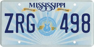 MS license plate ZRG498