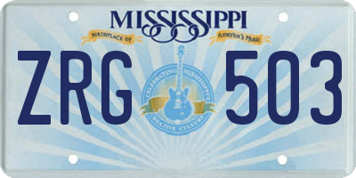 MS license plate ZRG503