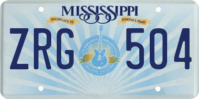 MS license plate ZRG504