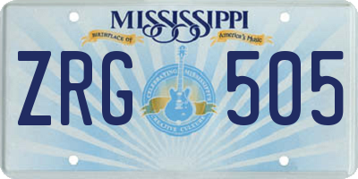 MS license plate ZRG505