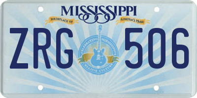 MS license plate ZRG506