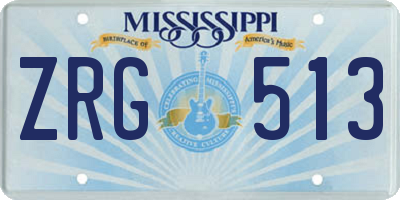 MS license plate ZRG513