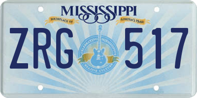 MS license plate ZRG517