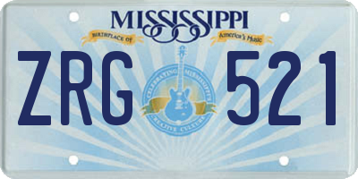 MS license plate ZRG521