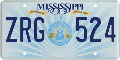 MS license plate ZRG524