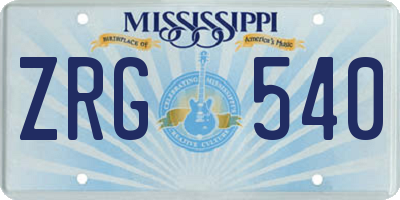 MS license plate ZRG540