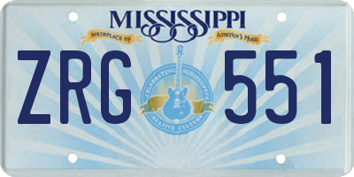 MS license plate ZRG551