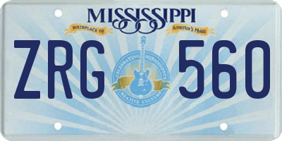 MS license plate ZRG560
