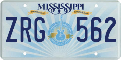 MS license plate ZRG562